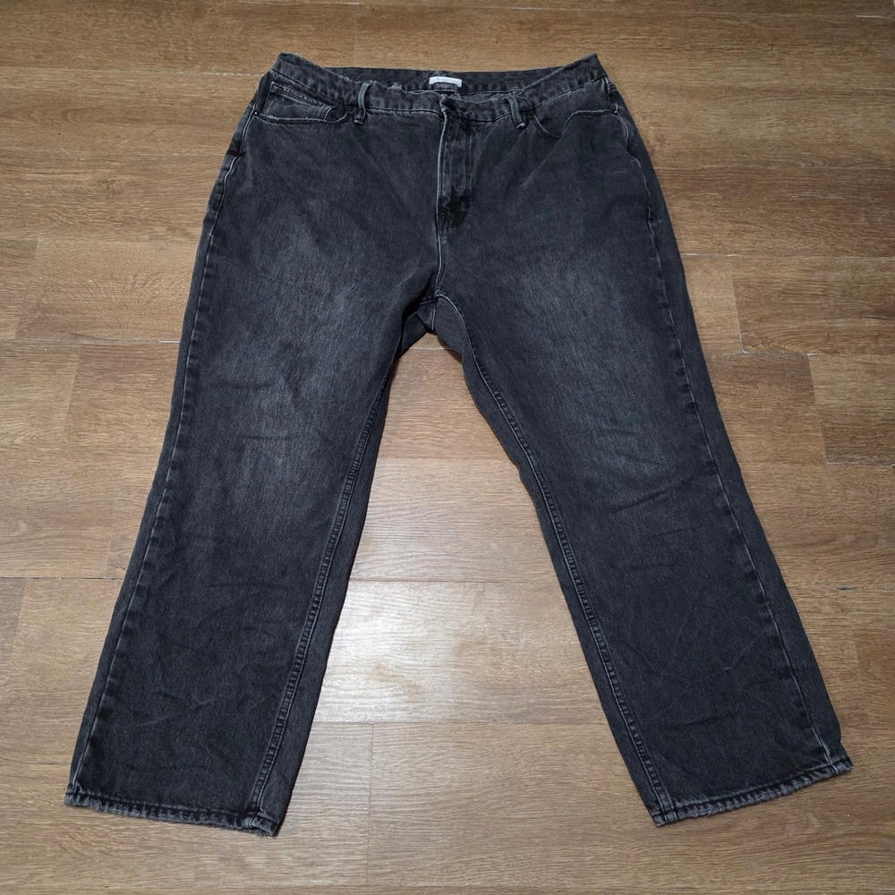 Good American 90s Jeans Faded Black High Rise Straight Leg GNDU9998T Size 16